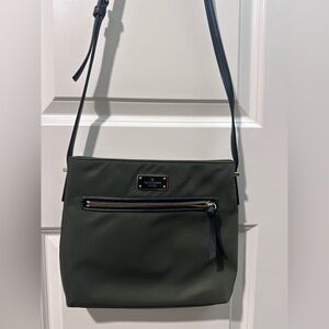 kate spade dark green nylon crossbody with gold hardware